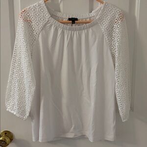Talbots White Lace Sleeve Women's Top. NWOT. SP